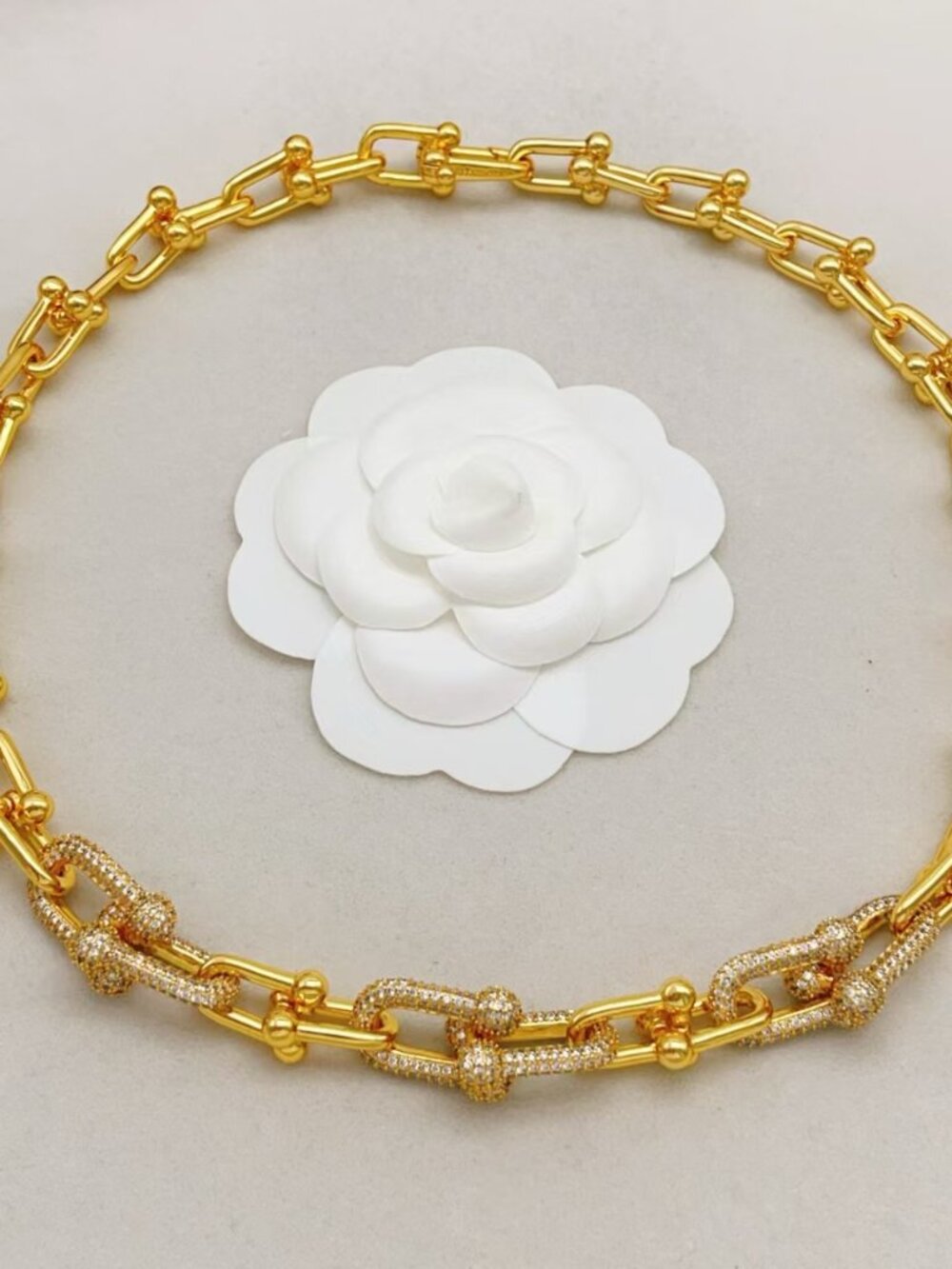 Tiffany & Co. Gold-Detailed Diamond Gradual-Shaped Hoop Necklace - Picture 5 of 5
